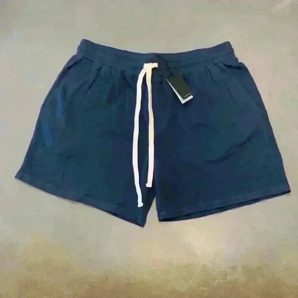 Monrow Men's Blue Steel Elastic Waistband Drawstring Supersoft Gym Shorts Sz XL - Picture 3 of 10